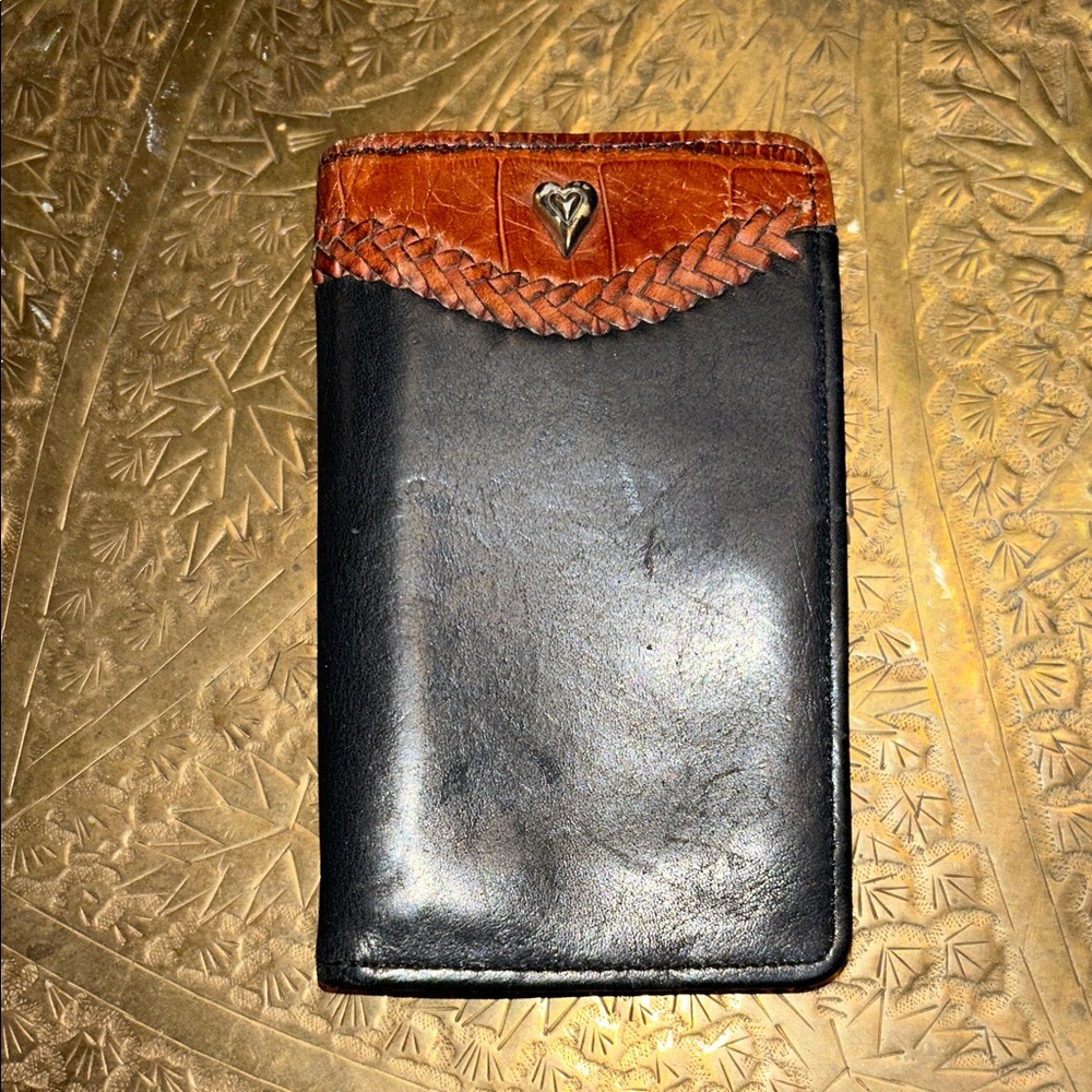 Authentic Vintage Brighton Black and Brown Leather Wallet Card Holder